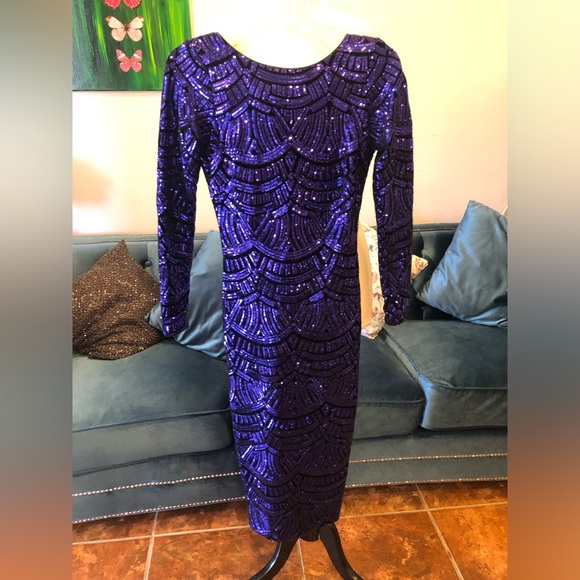 Dress the population purple sequin dress, knee length, XS excellent - Picture 10 of 10